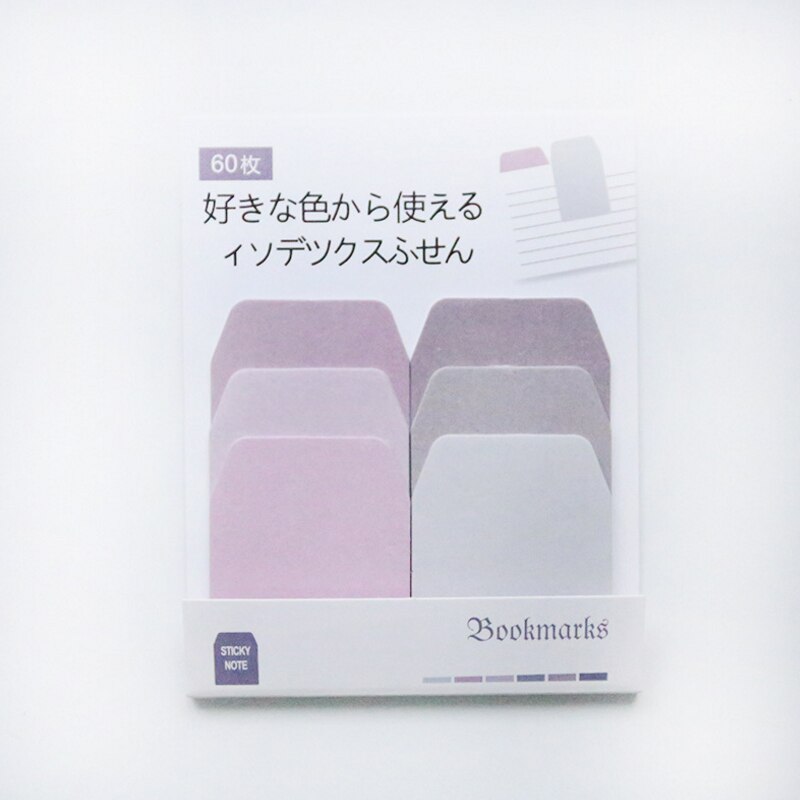 60sheets/lot Colorful Gradient Japanese Sticky Note Memo Pad Office Planner Sticker Paper School Office Supplies: pink