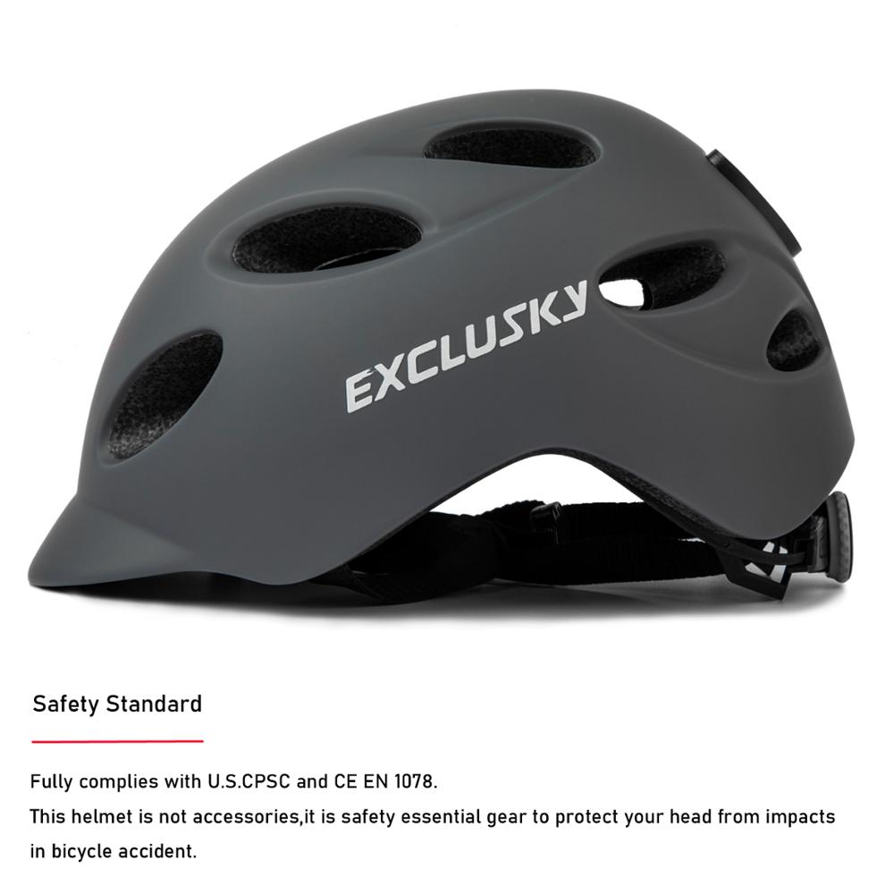 EXCLUSKY Adult Rechargeable USB Safety LED Road Cycling Bicycle Light Helmet Size M and L CE CPSC Certification
