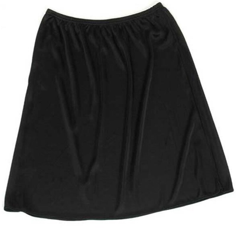 Mini Skirt Women Elastic Waist Half Slip Petticoat Skirts Underskirt Lady Crinoline Milk Silk Lace Commuter Office Ladies Skirt: Black