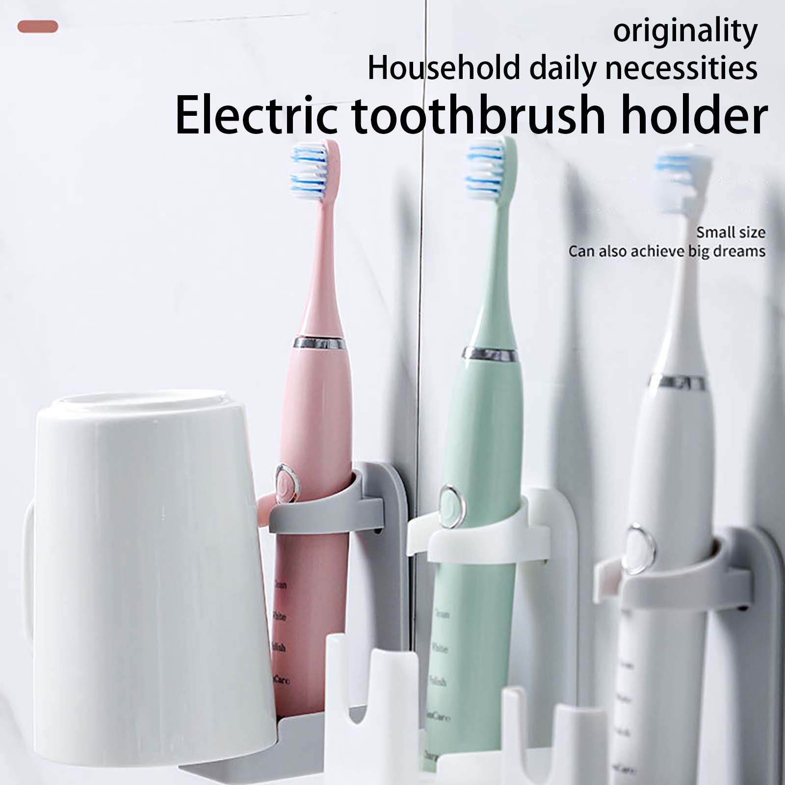 25# Traceless Stand Rack Toothbrush Organizer Electric Toothbrush Wall-mounted Holder Space Saving Bathroom Accessories