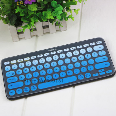 Silikone tastatur cover beskytter til logitech  k380 bluetooth multi-enheds tastatur vandtæt trådløs desktop støv hud film: Gradvisblå