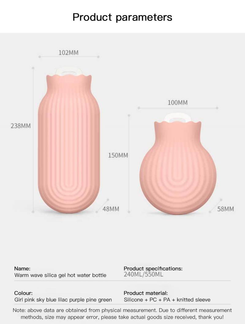240/550ML Silicone Winter Bottle For Water Hand Warmer Student Microwave Heated Explosion-Proof Water Bottle Bag With Cover