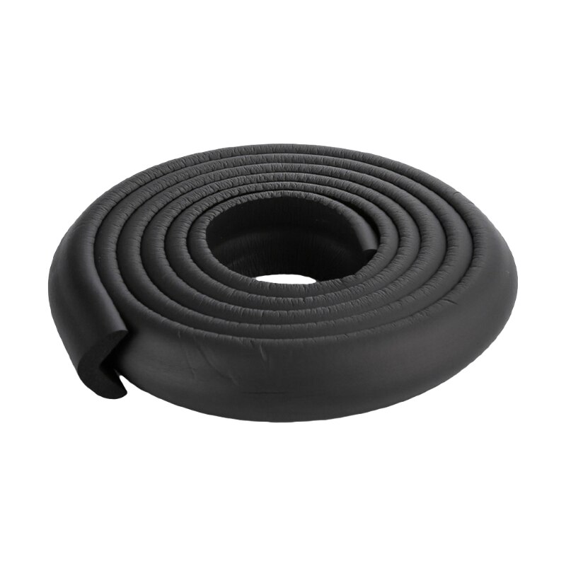 Protector de escritorio de esquina de seguridad para bebé de 2m, protección de mesa de goma para niños, borde suave en forma de L: Negro