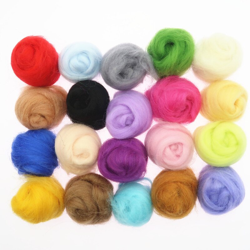 5G X 20 Kleuren Wolvilt Zwervende Wol Vilten Tool Kit Fiber Materiaal Met Vilt Naald Set Weven Handwerken spinning Craft Kits