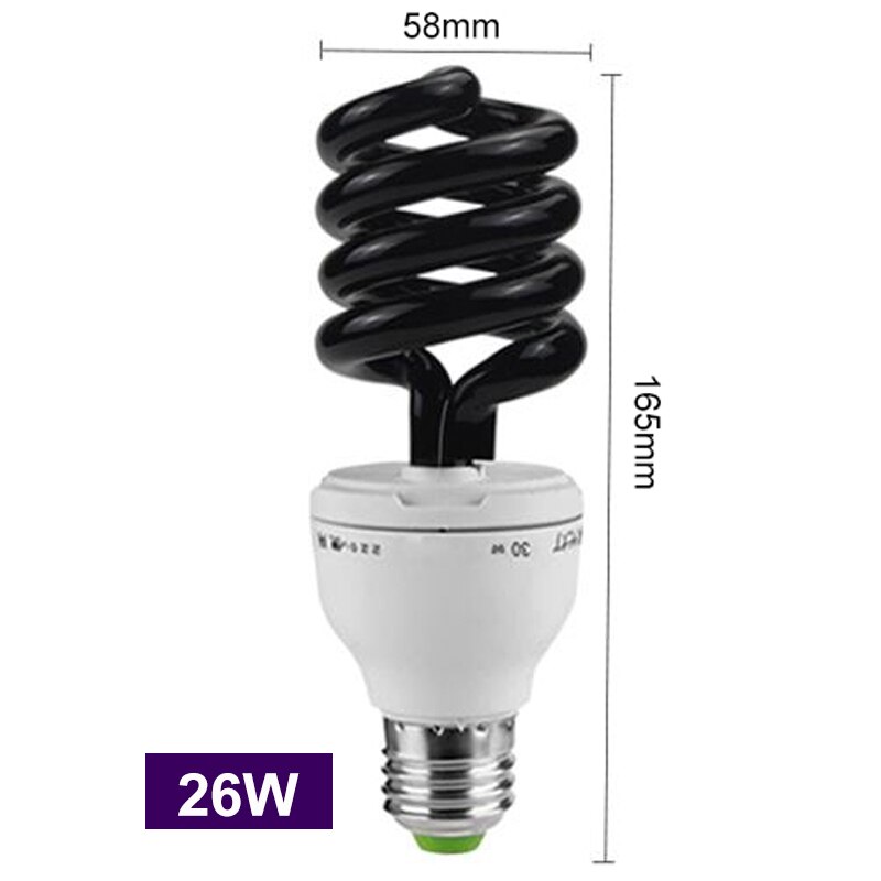 Bombillas UV negras de 13W-40W, luz ultravioleta E27, 220V, 12V, espiral BLB CFL, lámpara insecticida, luz fluorescente: Spiral 26W / 220V
