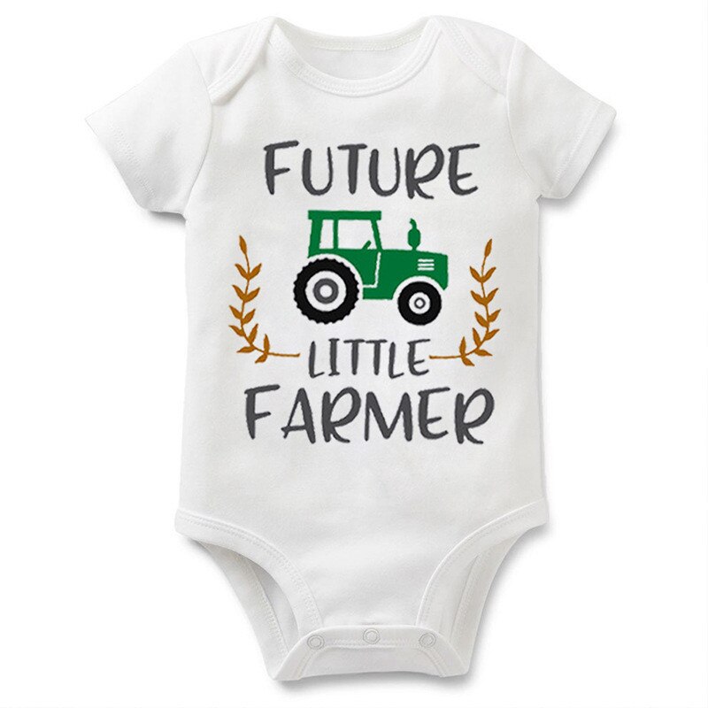 Newborn Baby Clothes Future Little Farmer Cotton Romper Playsuit Sunsuit Outfits Infant Boys Girls Summer Rompers Costume 0-24M: 3M