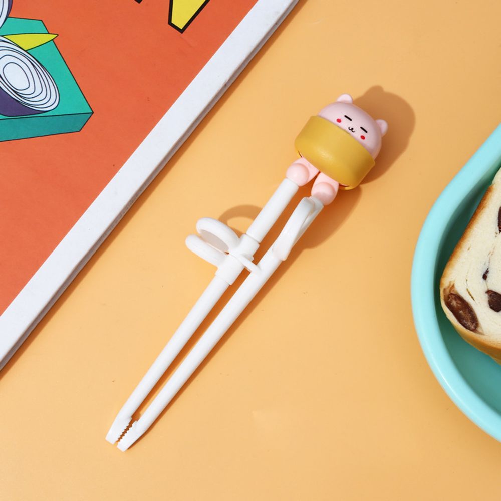 Palillos de comida de dibujos animados para niños y bebés, palillos de fácil uso, divertidos, para aprendizaje y entrenamiento, juego de cena, herramientas de cocina, 1 par: Pink