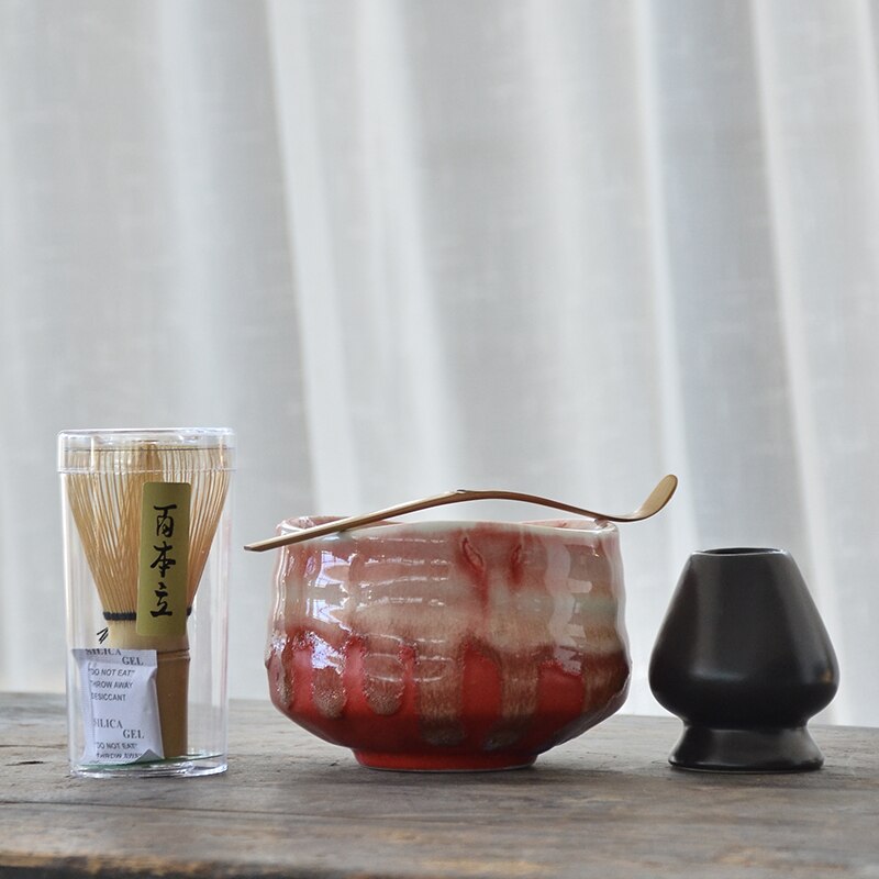 Tangpin tradisjonelle matchasett naturlig bambus matcha visp ceremic matcha bolle vispholder japanesetesett drinkware: En