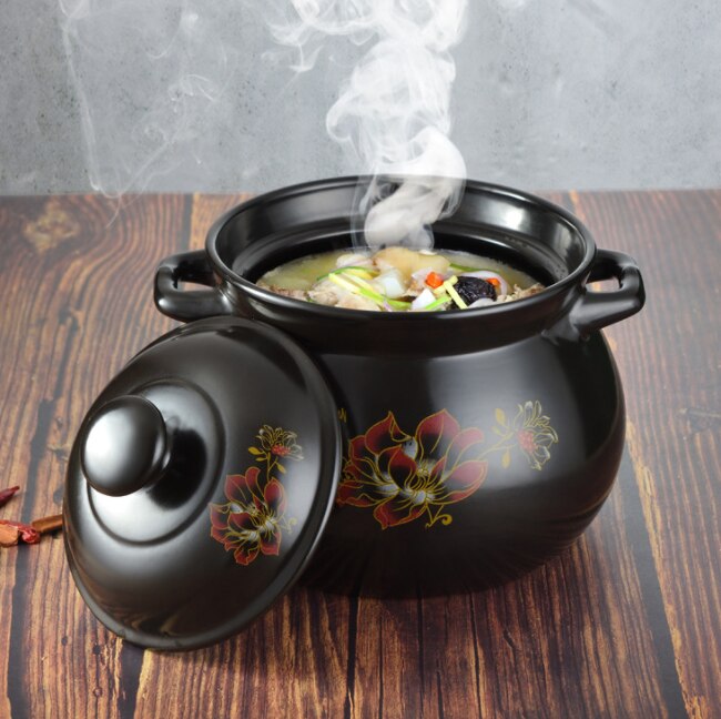 Casserole en céramique, pot à soupe ménager en céramique, pot de ragoût à haute température avec flamme nue