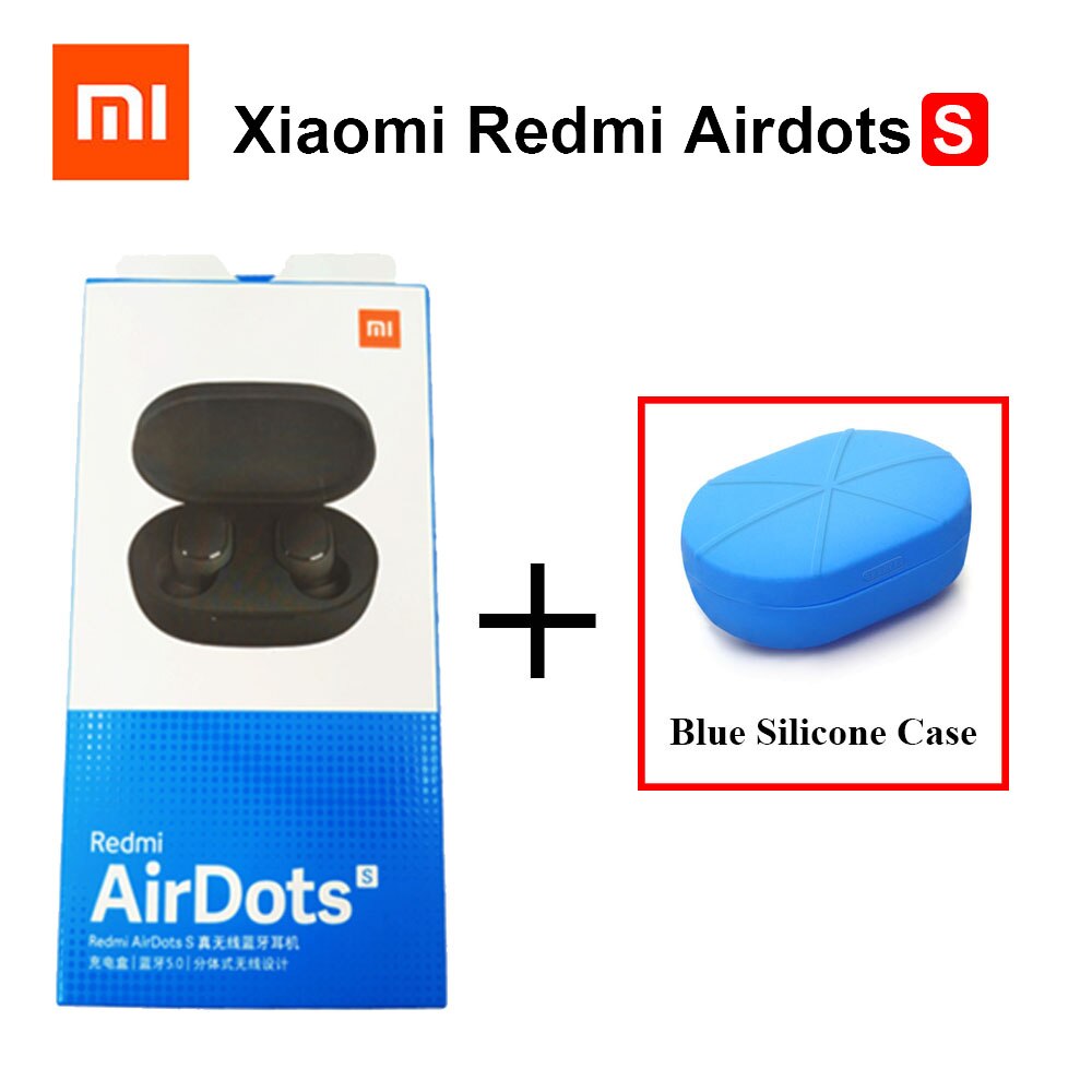 Original Xiaomi Redmi Airdots S TWS Bluetooth 5.0 Earphone Stereo Bass With Mic Handsfree Earbuds Noise reduction TWSEJ05LS: Add Blue Case