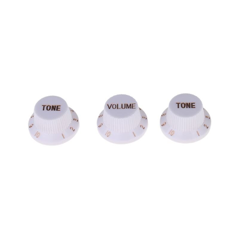 1 Volume 2 boutons de contrôle de tonalité pour guitare électrique basse FD ST plastique blanc doré