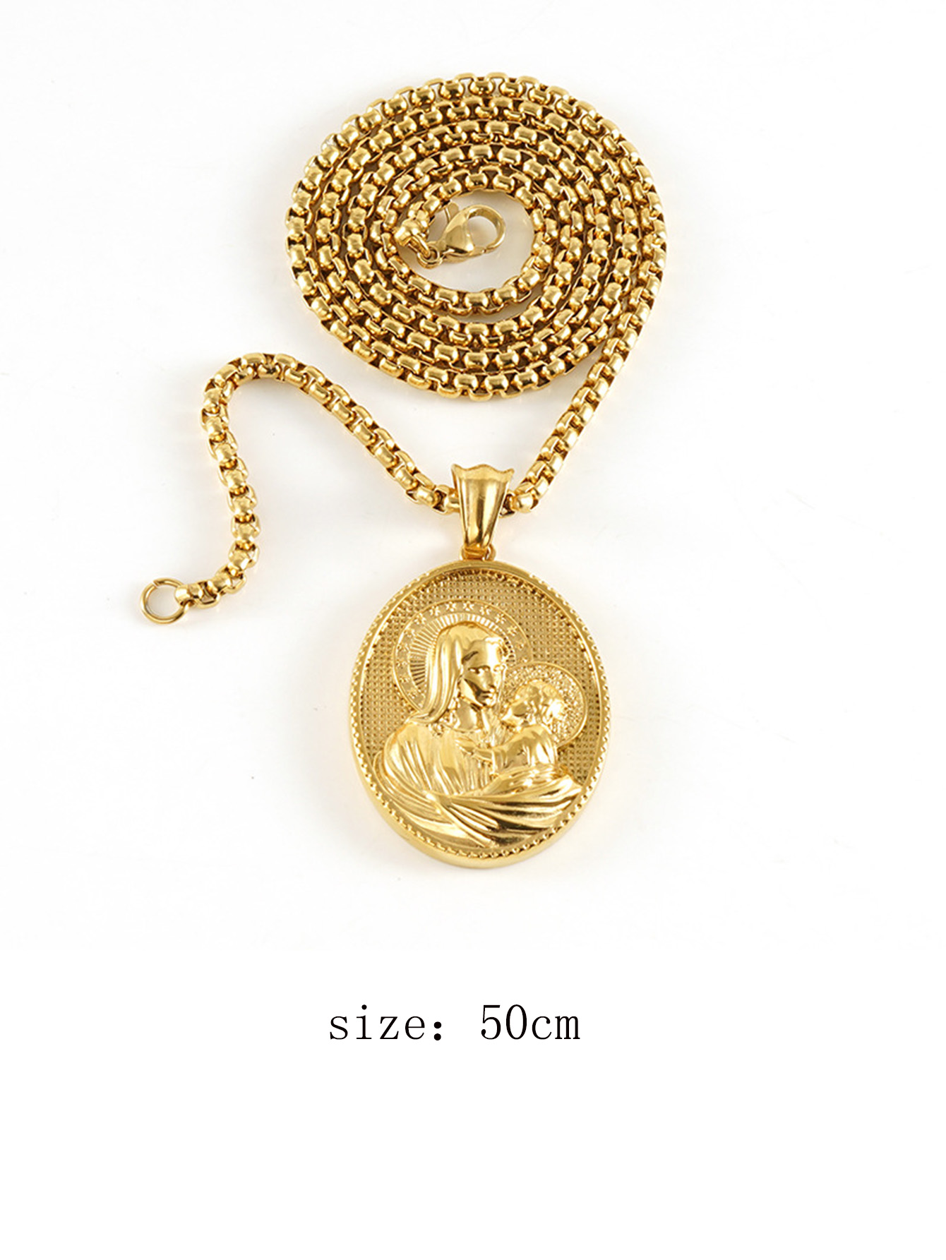 Modieuze Roestvrijstalen Ketting Voor Vrouwen Mannen Westerse Mythologie Mens Vorm Kruis Hanger Ketting: Licht Geel Kleur