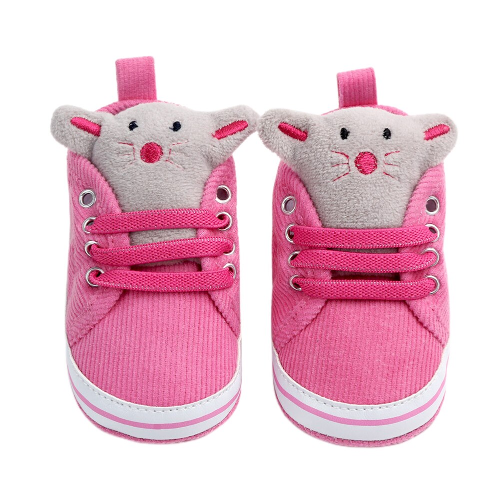 Zapatos de algodón para bebés y niños, zapatillas tobilleras antideslizantes de suela blanda, bonitos zapatos de juguete de Animal para cuna: Rojo / 0-6 meses