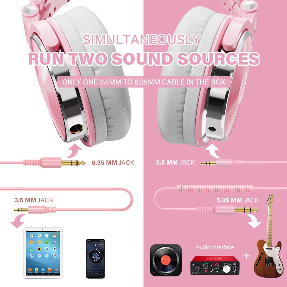 Oneodio rose casque casque de jeu avec Microphone filaire DJ Studio stéréo casque pour PC ordinateur femmes filles