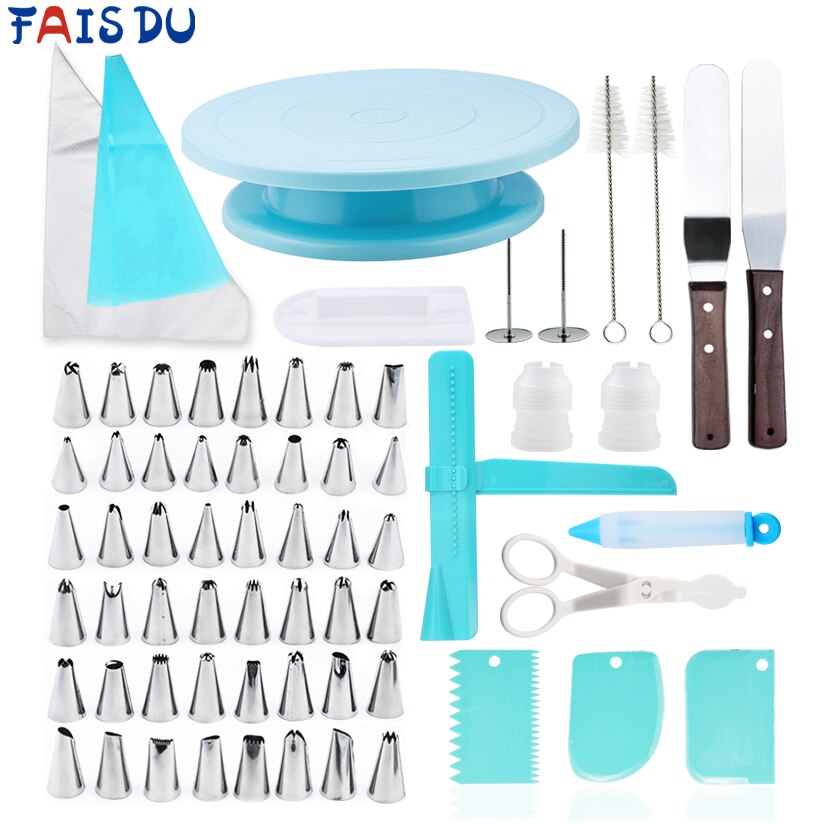 Turntable Set Cake Decoration Accessories Baking Tool Decorating Kit for Beginner Plastic Cake Stand Pastry Tool