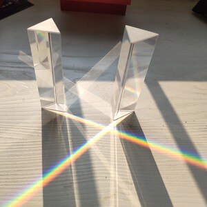25x80mm verre optique angle droit prisme triangulaire pour l'enseignement spectre de lumière prisme arc-en-ciel prisme arc-en-ciel verre optique cristal