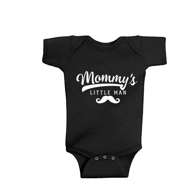 Baby Boy Romper Mommy's Little Men Print Baby Boy Clothes Black Cotton Short Sleeve Neborn Infant Onesie Jumpsuit Outfits