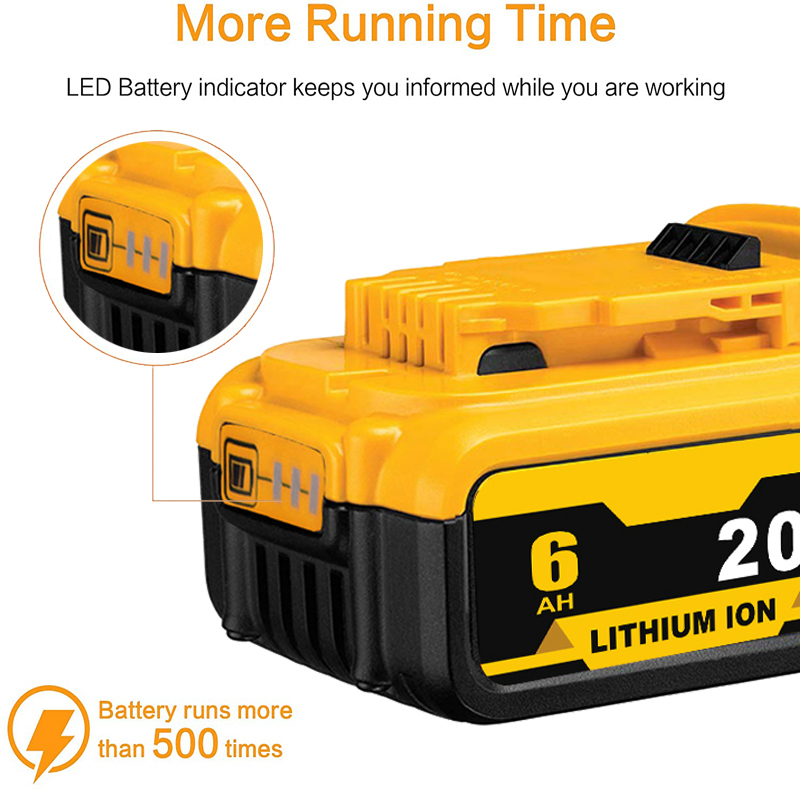 20v 6.0Ah Max XR Replacement DCB200 for DeWalt DCB185 DCB203 DCB206 DCB181 DCB184 Rechargeable Lithium Battery 18V Power Tools