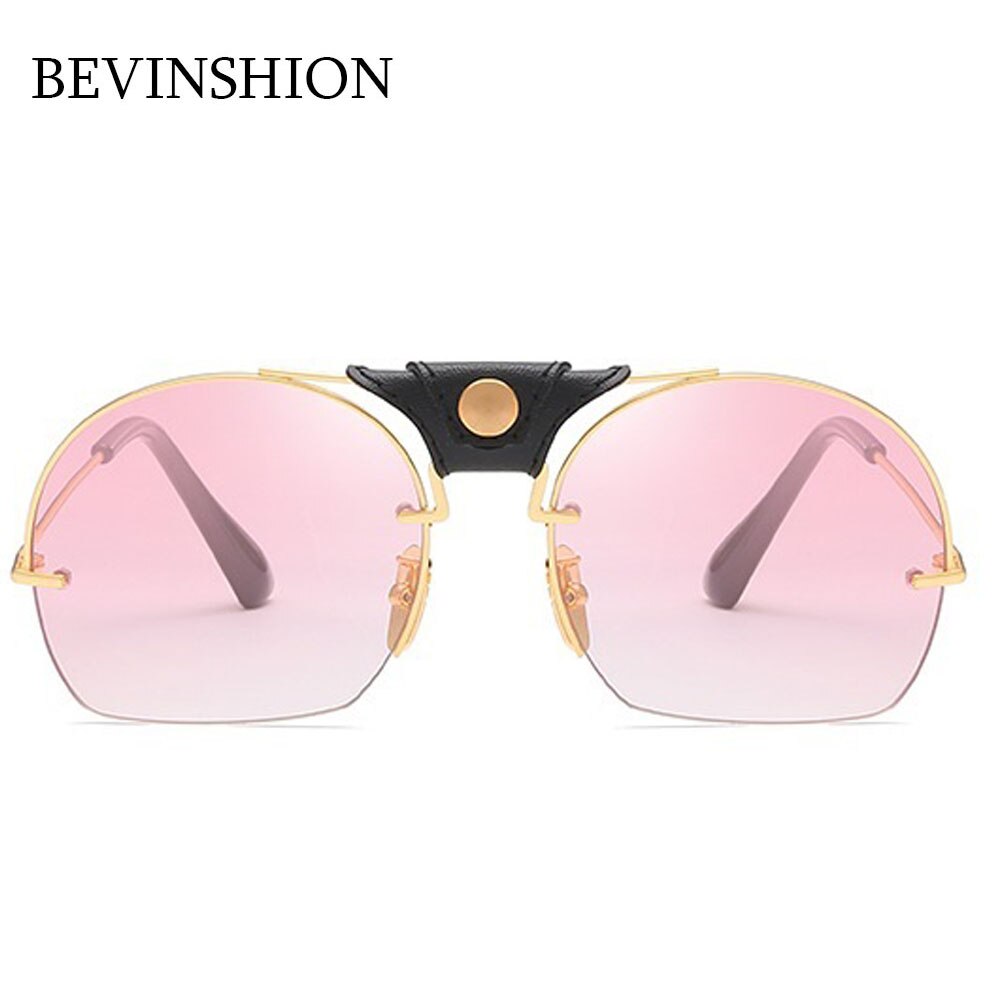 Gafas de sol de de Vintage de corte Semi-sin montura, hombres y mujeres de cuero para Gafas de sol, Gafas de sol con montura metálica, Gafas de sol masculinas Retro