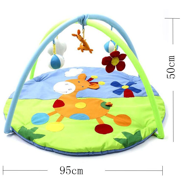 Cartoon Baby ​Activity Gym 0-12M Play Mat Gym Fitness Rack Kids Rug Animals Pad Toys Crawling Cotton Carpet Game with Rattles: giraffee