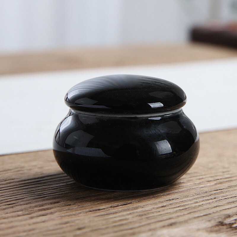Vit porslinsförvaringsburk liten telåda förseglad förvaringstank för kök kryddpaketlåda pulverförpackningsbehållare teburk: Folieförsegling / Hs -4.5 x 3.5cm( s)