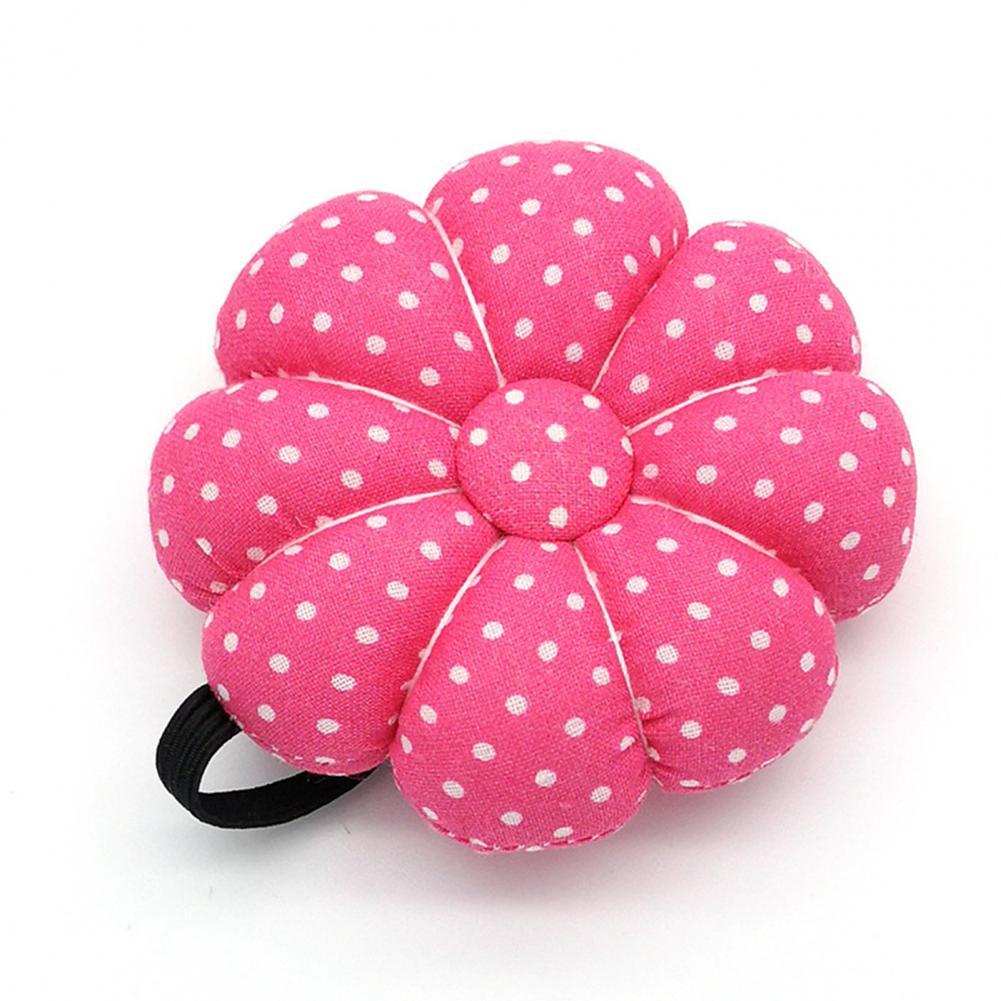 Pumpkin Shape Needle Pin Cushion Wrist Strap Mini Fabric Wrist Needle Pad Pin Holder Needle Organizer for Knitting Sewing Tools: Rose Red