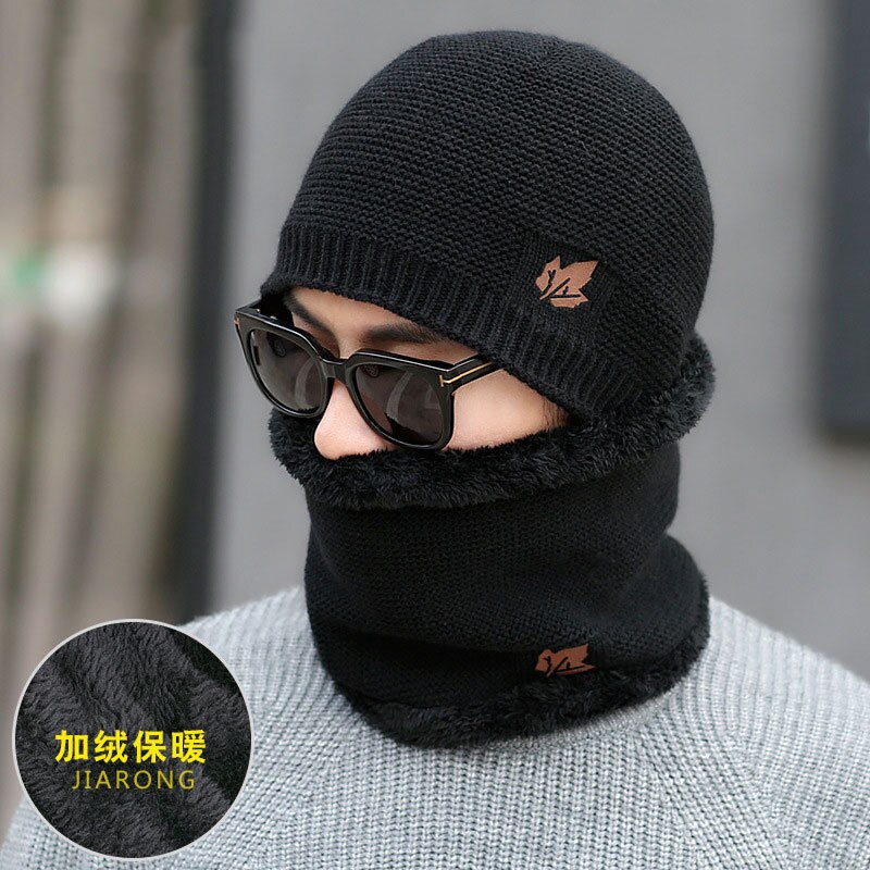 Heren winter muts en sjaal set tweedelig dames dikker winter warme set dames mutsen ring sjaals heren unisex skullies muts
