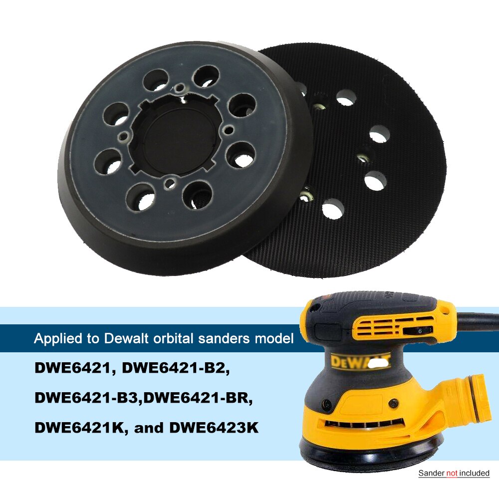 Almohadilla de lijado de respaldo de 5 pulgadas, 125mm, 8 agujeros, gancho y bucle para LIJADORA Orbital Dewalt