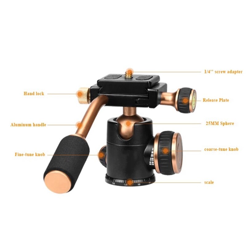 Q160 Professionele Reizen Camera Statief Bal Hoofd Handvat Pan Hoofd Met Dslr Bal Hoofd Schoen Mount Camera Bal Mount Klem