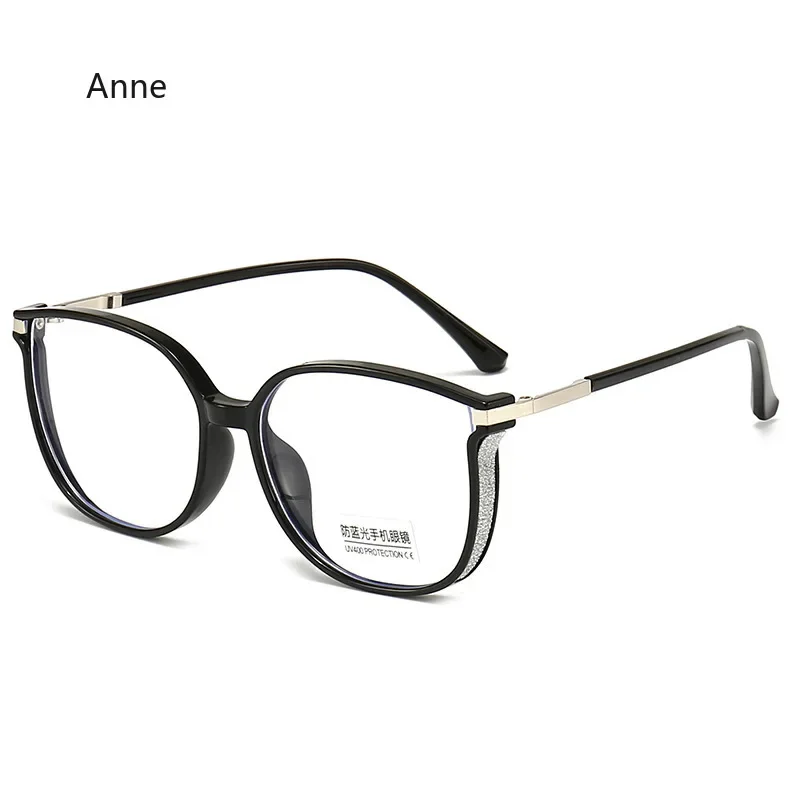 Anti-Blue Light Reading Glasses Women Large Frame Cat Eye Glitter Presbyopic Eyeglasses Men Optical Eyewear 0+400