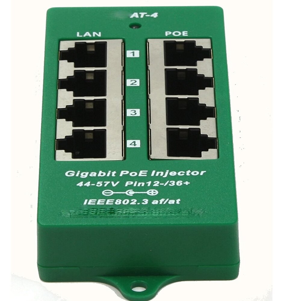 4 port Gigabit Active PoE Injector 802.3af, 802.3at Standard Auto negotiating injector PoE Patch Panel For IP Camera