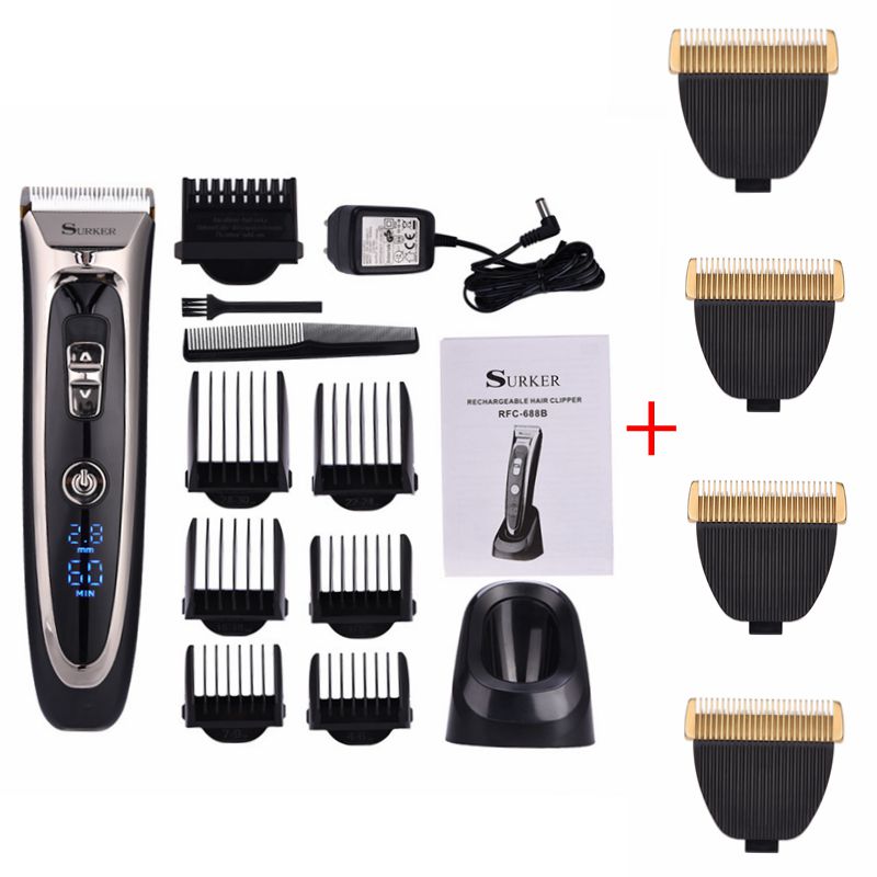 Cortadora de pelo Ckeyin, recortadora de pelo para hombres, recortadora de barba, cortadora eléctrica, herramienta Máquina para cortar cabello corte de pelo para barbero: Trimmer and 4 Blade