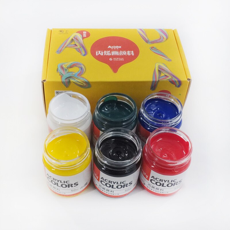 6colours Acrylic Paint 50ml One Bottle Drawing Painting Pigment Hand-Painted Wall Paint for Artist DIY