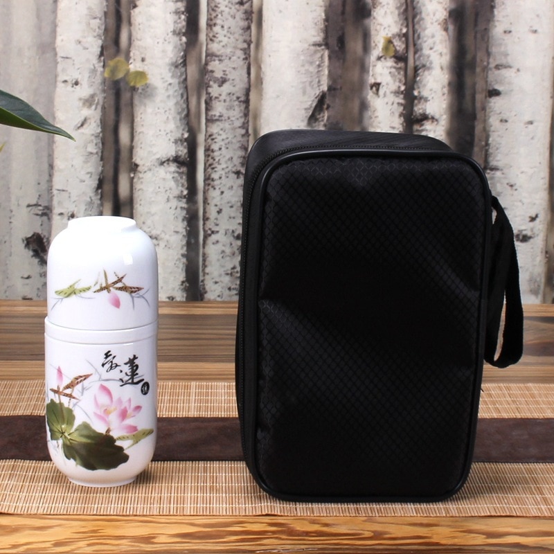 Portable Travel Tea Set Ceramic cup Porcelain inclue 1pot 2cups, gaiwan Concentric Cup Office Home Quick Cup easy teapot kettle