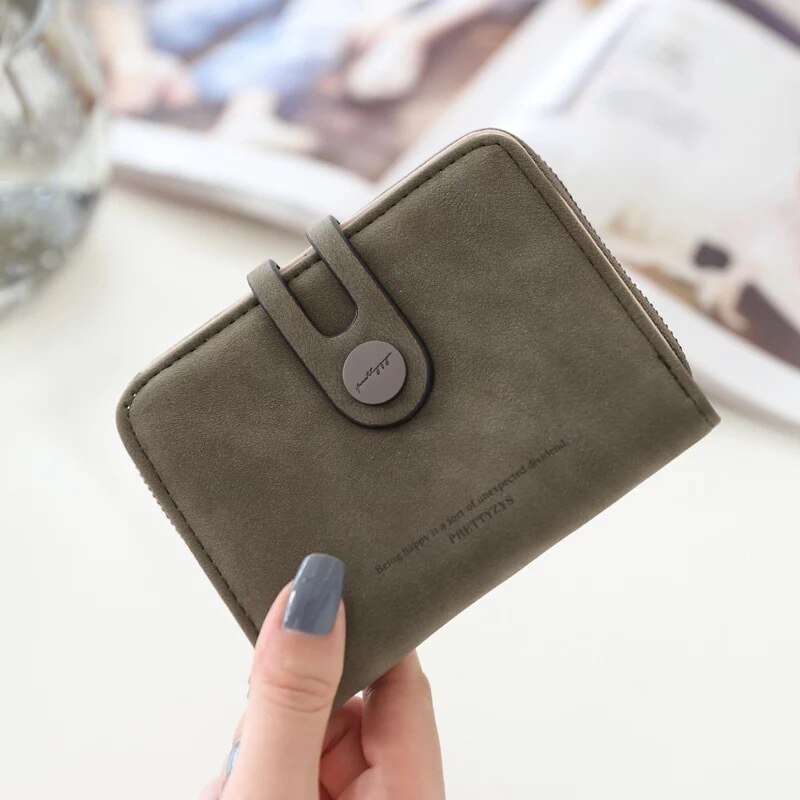 Women PU Leather Wallets Female Long Purses Card Holders 5.5 inch Phone Purse Big Capacity Strap Clutch: Dark green Short