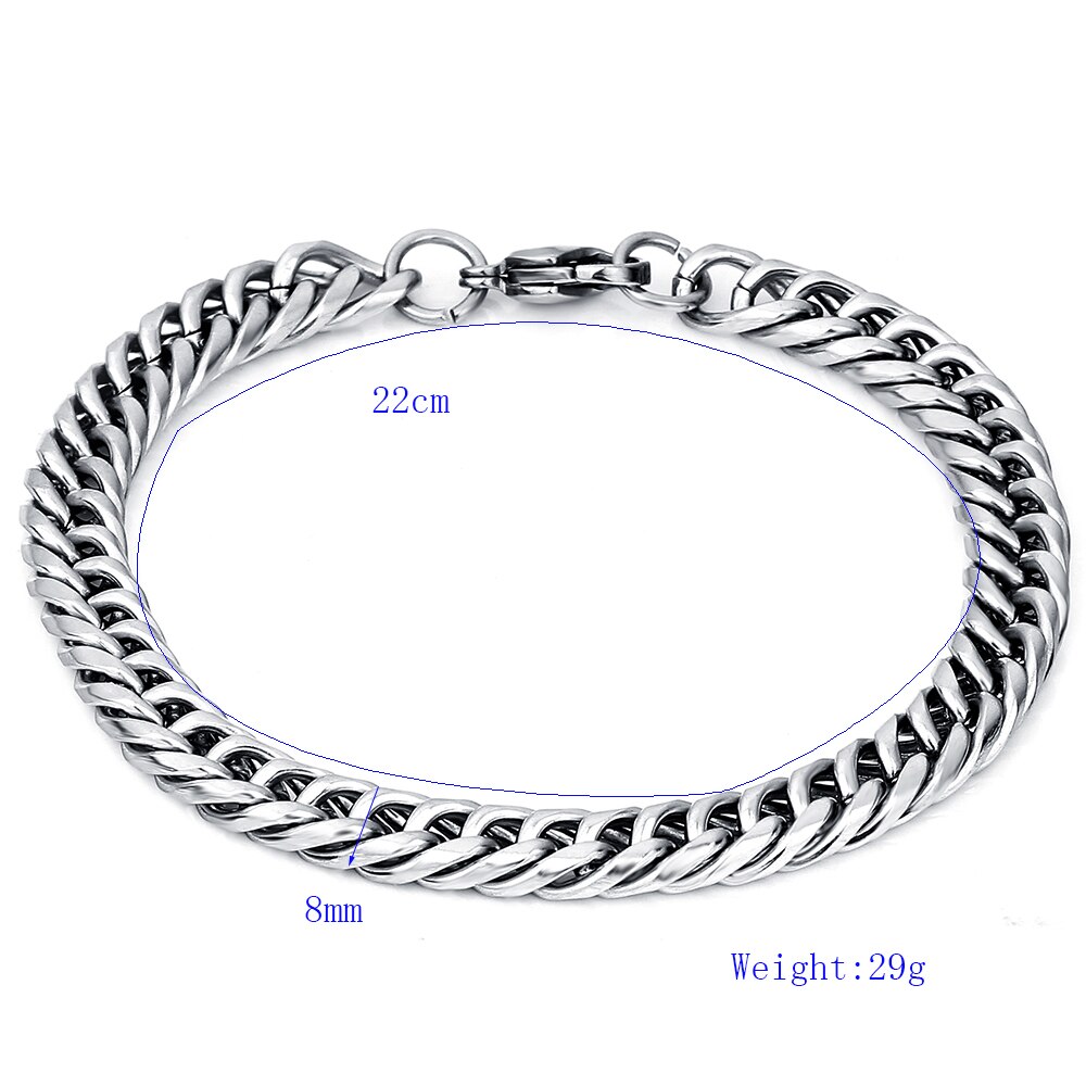 316L Stainless Steel Mens Bracelets bangles Classic 8MM Link Chain Jewelry Bracelets For Man