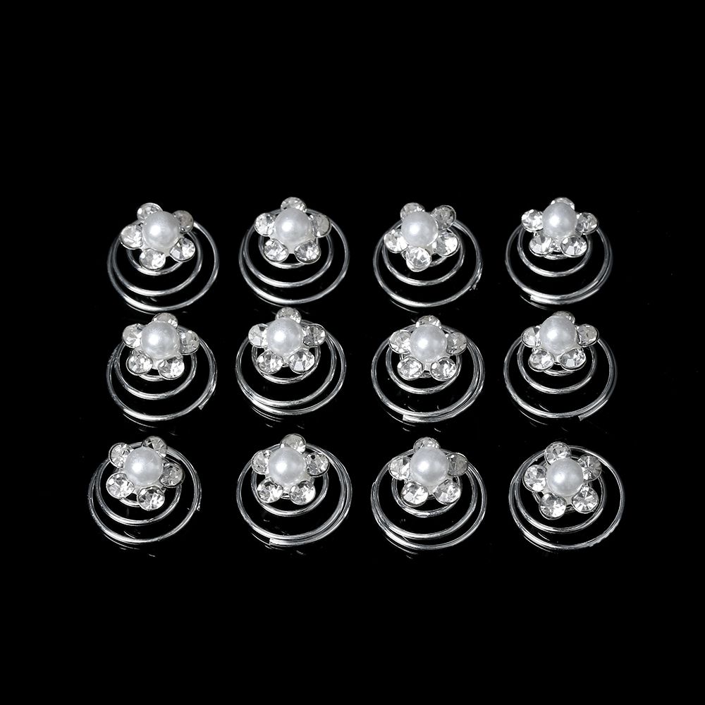 12 stuks strass haaraccessoires bruidshoofdtooi spiraalvormige clips haarspelden hoofddeksel: Lavendel