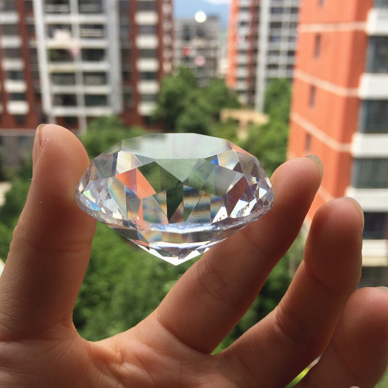 40mm 1pcs kleur Crystal Clear Diamond Cut Glazen Sieraden Kristal Presse-papier Bruiloft Decoratie Thuis Glas Diamant kind