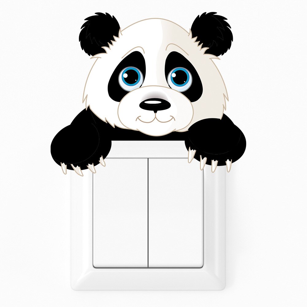 Household Cute Cartoon Animal Wall Stickers Decorative Socket Switch Stickers Children Bedroom Living Room Wall Stickers: panda