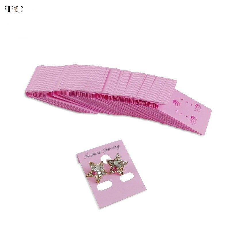 100 Stks/partij Plastic Diy Sieraden Display Accessoires Oorbel Opknoping Kaart Oorbel Stud Resultaat Holder Card Showcase: Roze