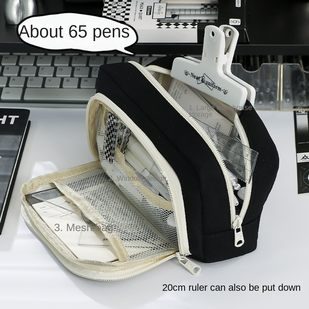 Large Capacity Pencil Bag Aesthetic Stationery Bag Pen Case Girls Zipper Pencil Pouch School Supplies
