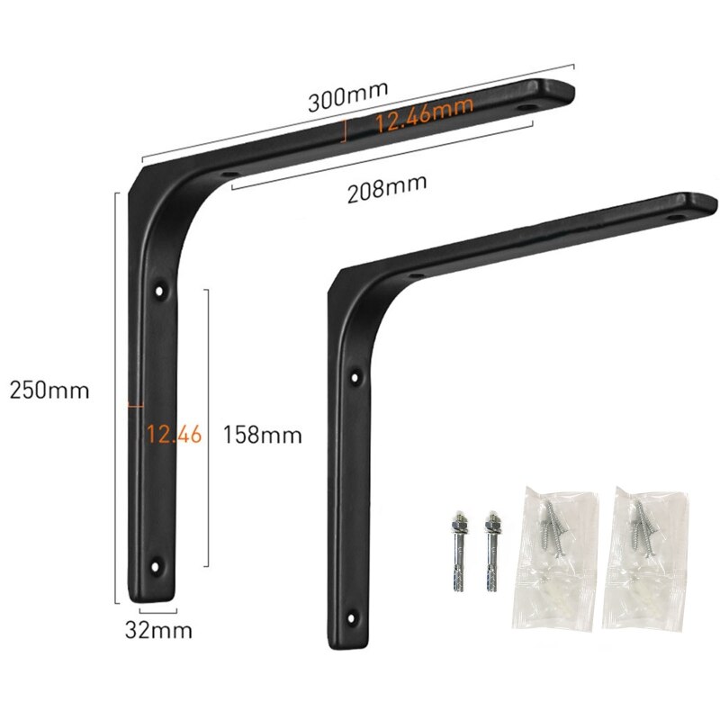 2pcs Shelf Brackets Thicken Iron L-Shaped Right Angle Corner Brace for Wall Hanging Furniture Connector Industrial Decorative: B5
