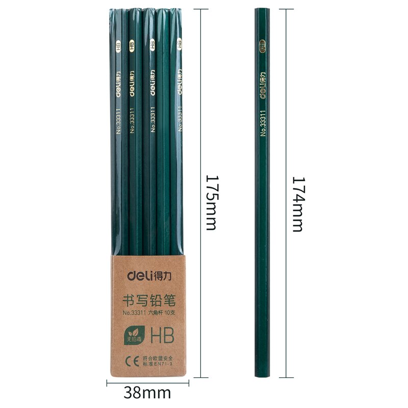 Exam Pencil Writing Drawing Painting Sketch Dedicated Write Pencil Security Logs 2B/HB/2H Hexagonal Rod Stationery Supplies: HB-10pcs