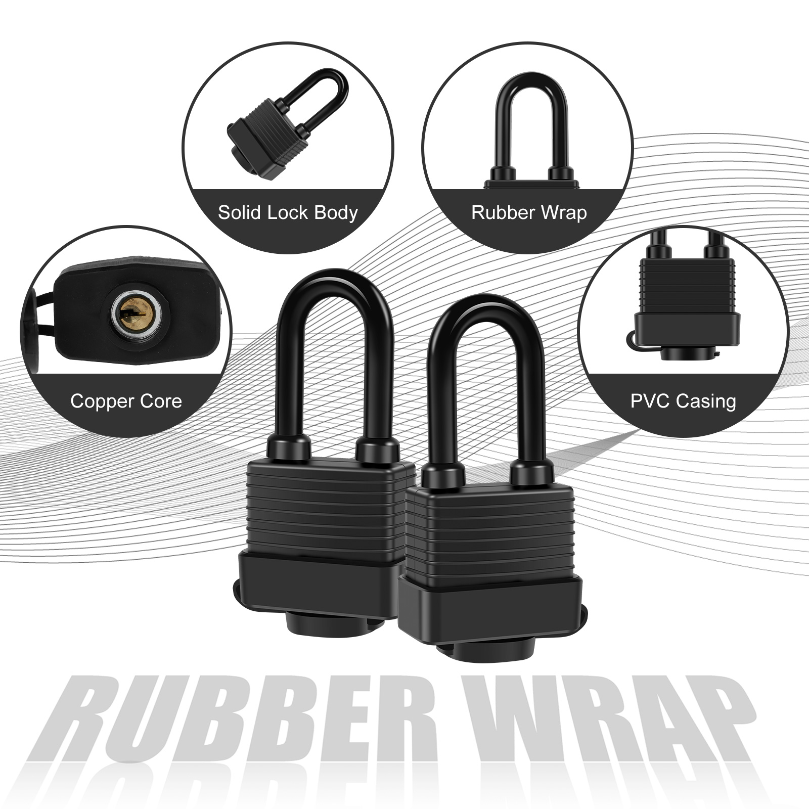 6Pcs Waterproof Padlocks with 12 Steel Keys 1-9/16inch Wide Anti-Theft Laminated Steel Lock Set Safety Padlock Heavy Duty Outdoo