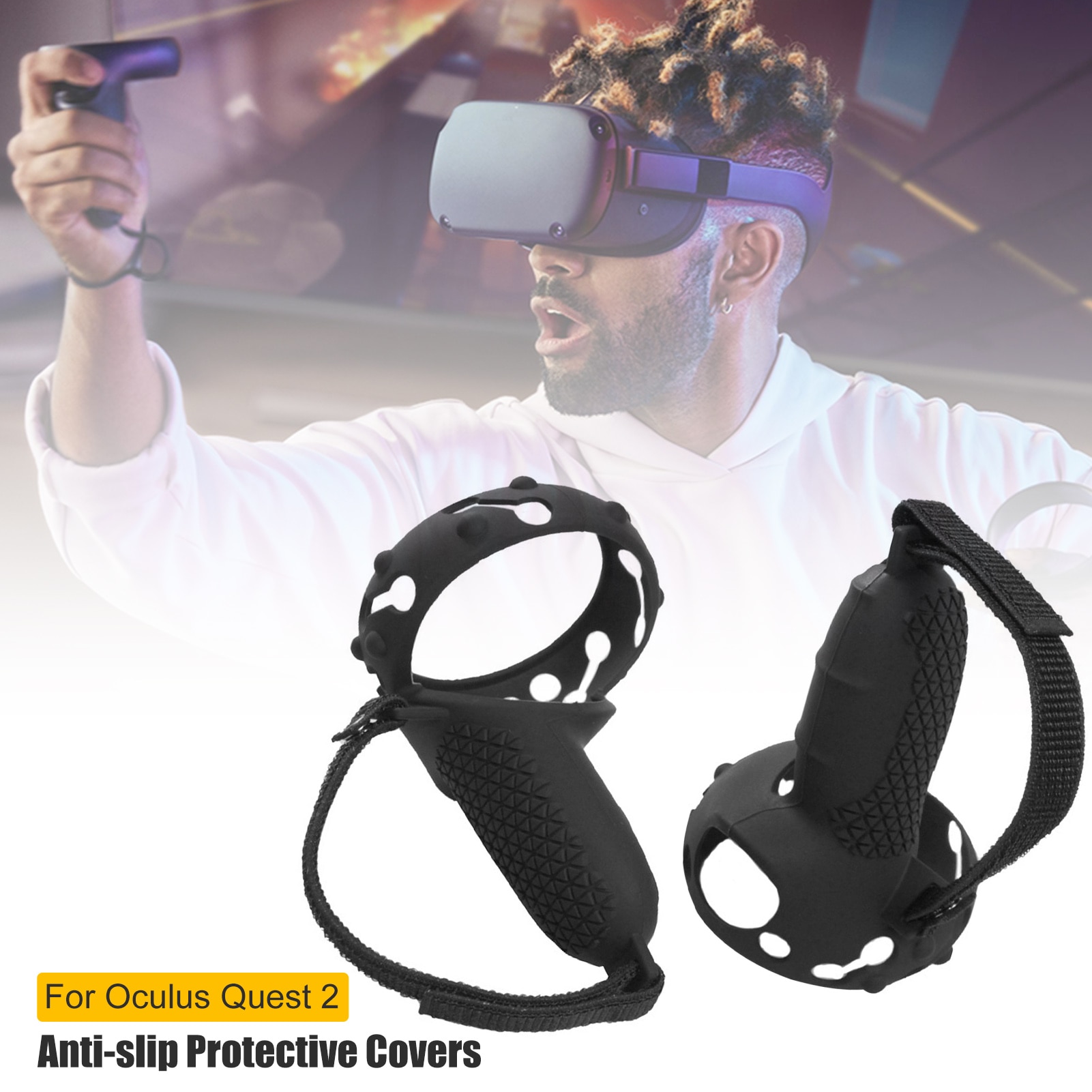 Voor Oculus Quest 2 Siliconen Band Bescherming Cover Vr Accessoires Vr Gaming Controller Handgreep Voor Oculus Quest2 Accessoires