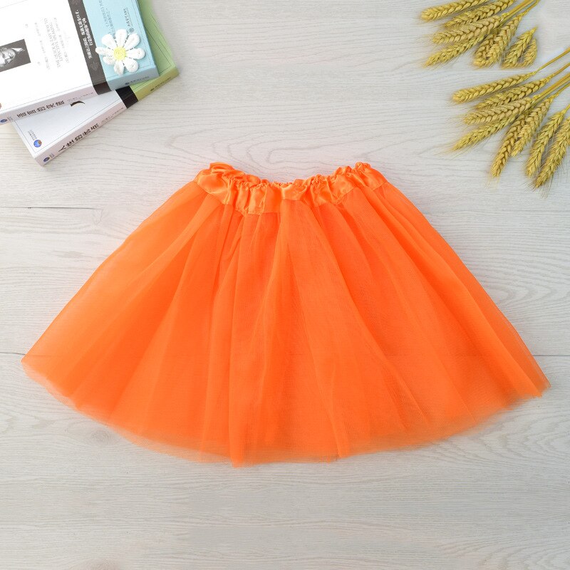 Jupe Tutu de danse pour filles, jupe princesse à trois couches, en maille courte, Ballet princesse vêtements pour filles: orange