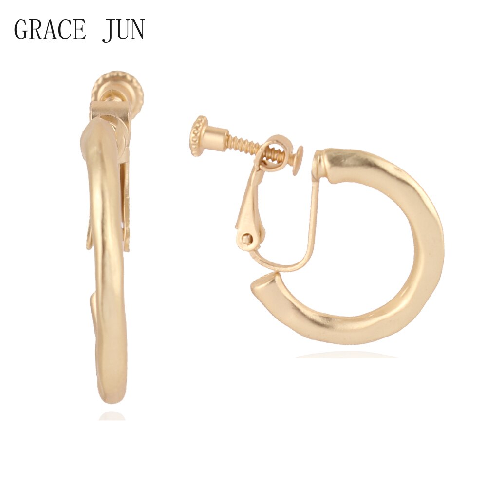 Grace Juni Korea Stijl Hoop Koper Materiaal Geometrische Clip Op Oorbellen Zonder Doorboord Elegante Manchet Hypoallergeen Oor Clip