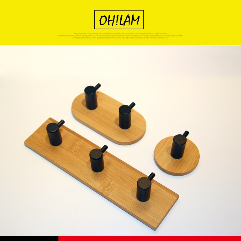 Soporte de pared de bambú adhesivo 3M, 3 ganchos, 1 unidad, colgador de ropa, abrigo, sombrero, fila, toalla, Perchero de ropa, oro