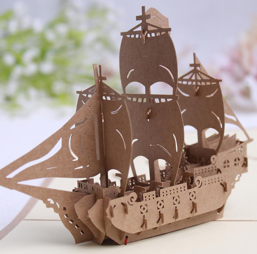 Bateau à voile de 10 pièces | Carte d&#39;invitation Pop UP 3D, Kirigami Origami, pour mariage, de fête d&#39;anniversaire, fait à la main