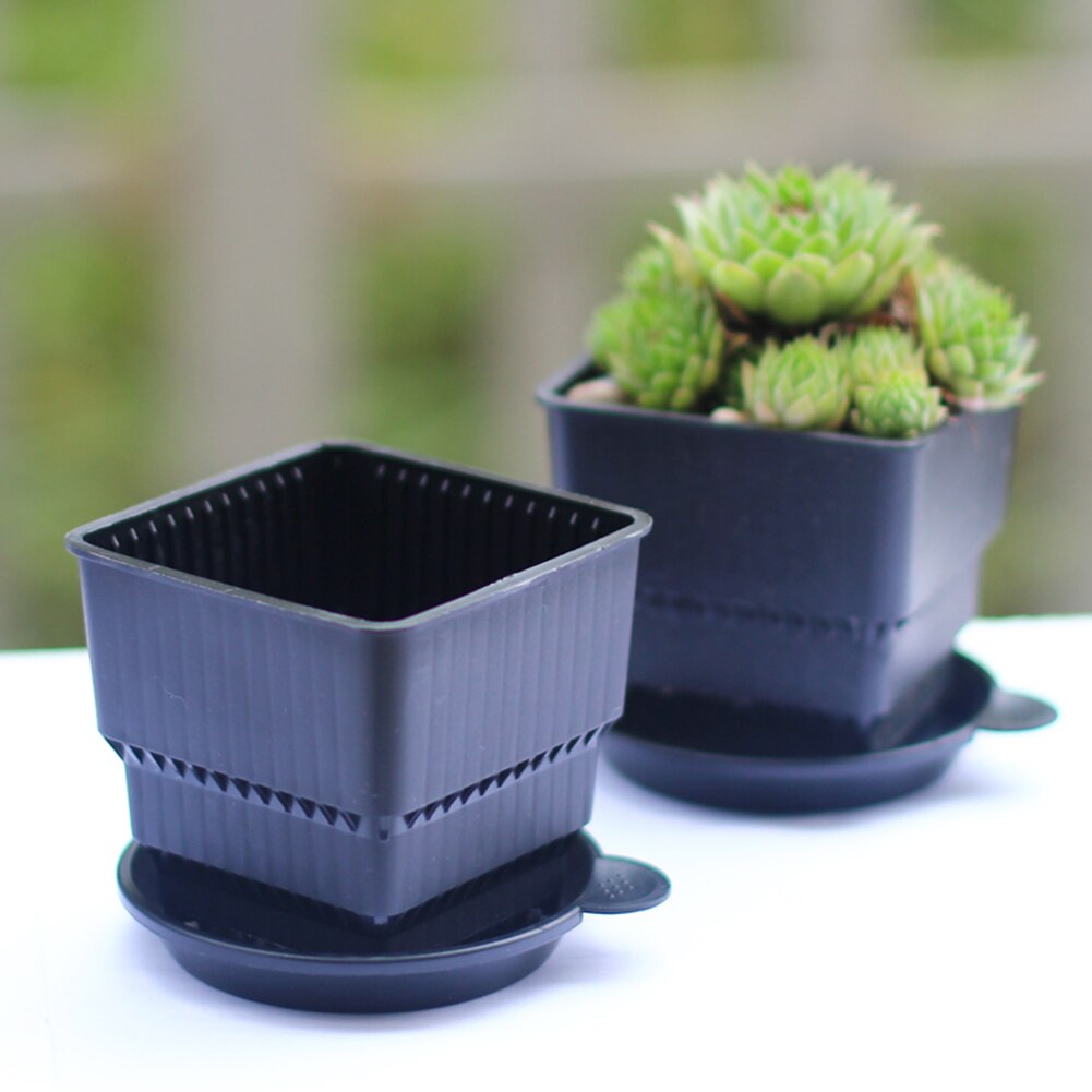5pcs Solid Indoor Outdoor Round Flower Pot Home Garden Balcony With Handle Waterproof Durable Container Drip Tray Plant Saucer